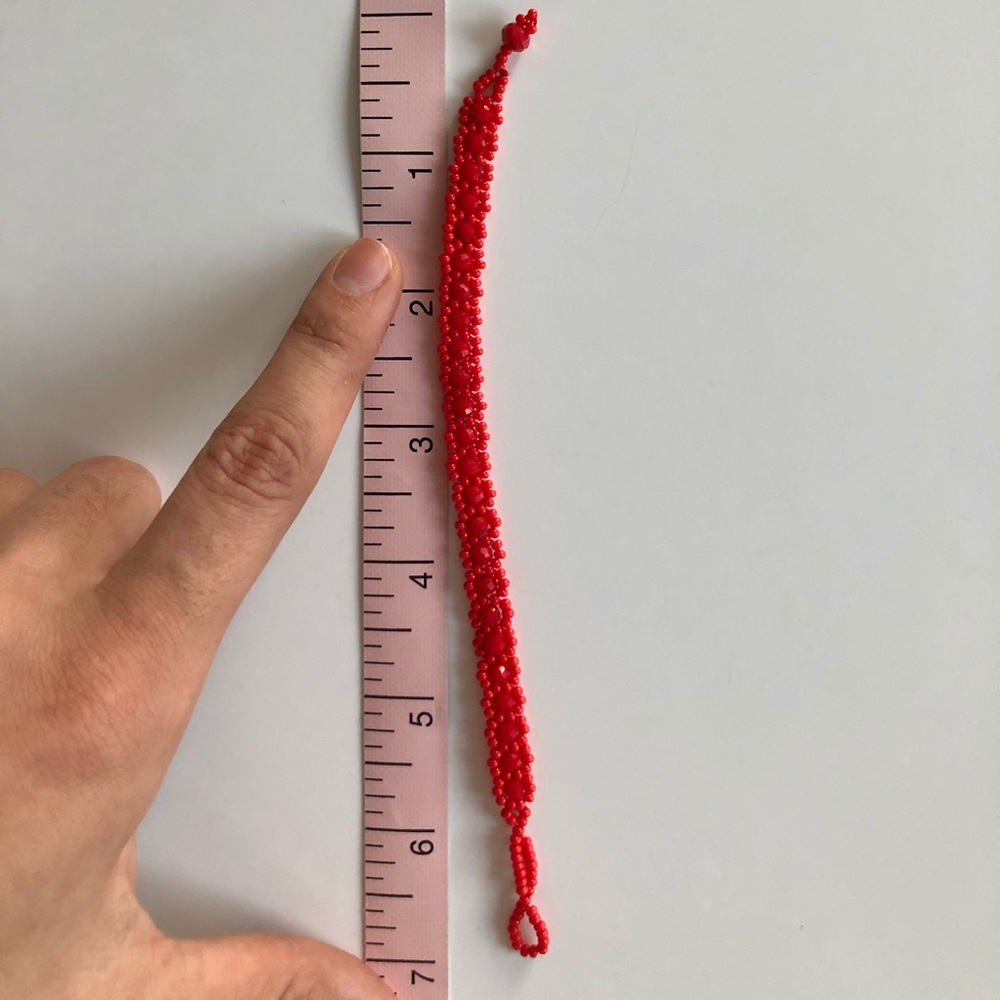 Beaded red bracelet from Barcelona Spain